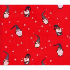 Gift Wrap  Tomtar & Snowflakes on Red 23"x72"